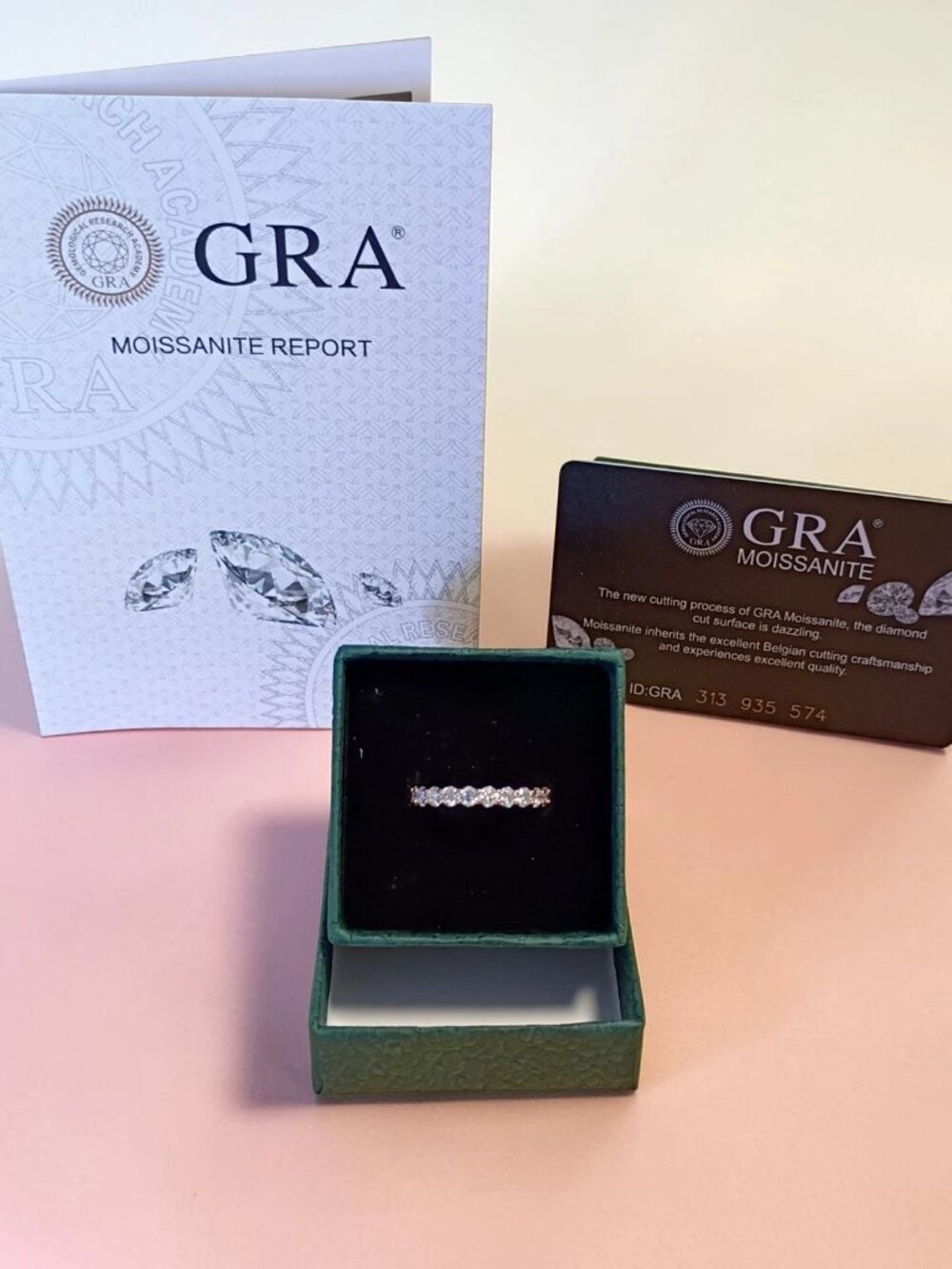 2 Ct Mossanite Ring With Rose 925 Silver GRA Certified .01 Kt Per Stone Size 6